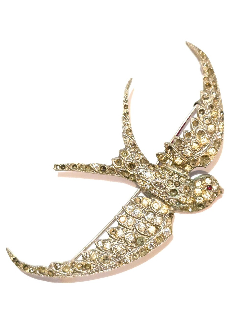 Antique bird brooch Edwardian art deco swallow Victorian animal